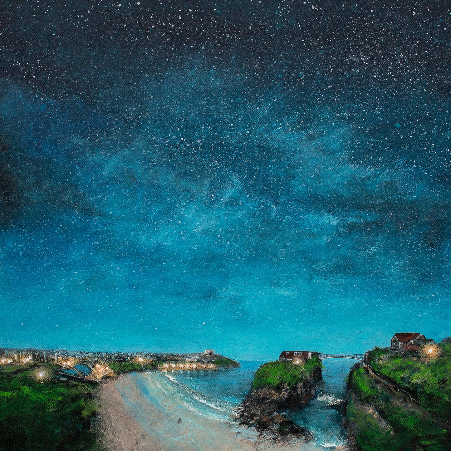 Stargazing from the Beach, Newquay Art Print