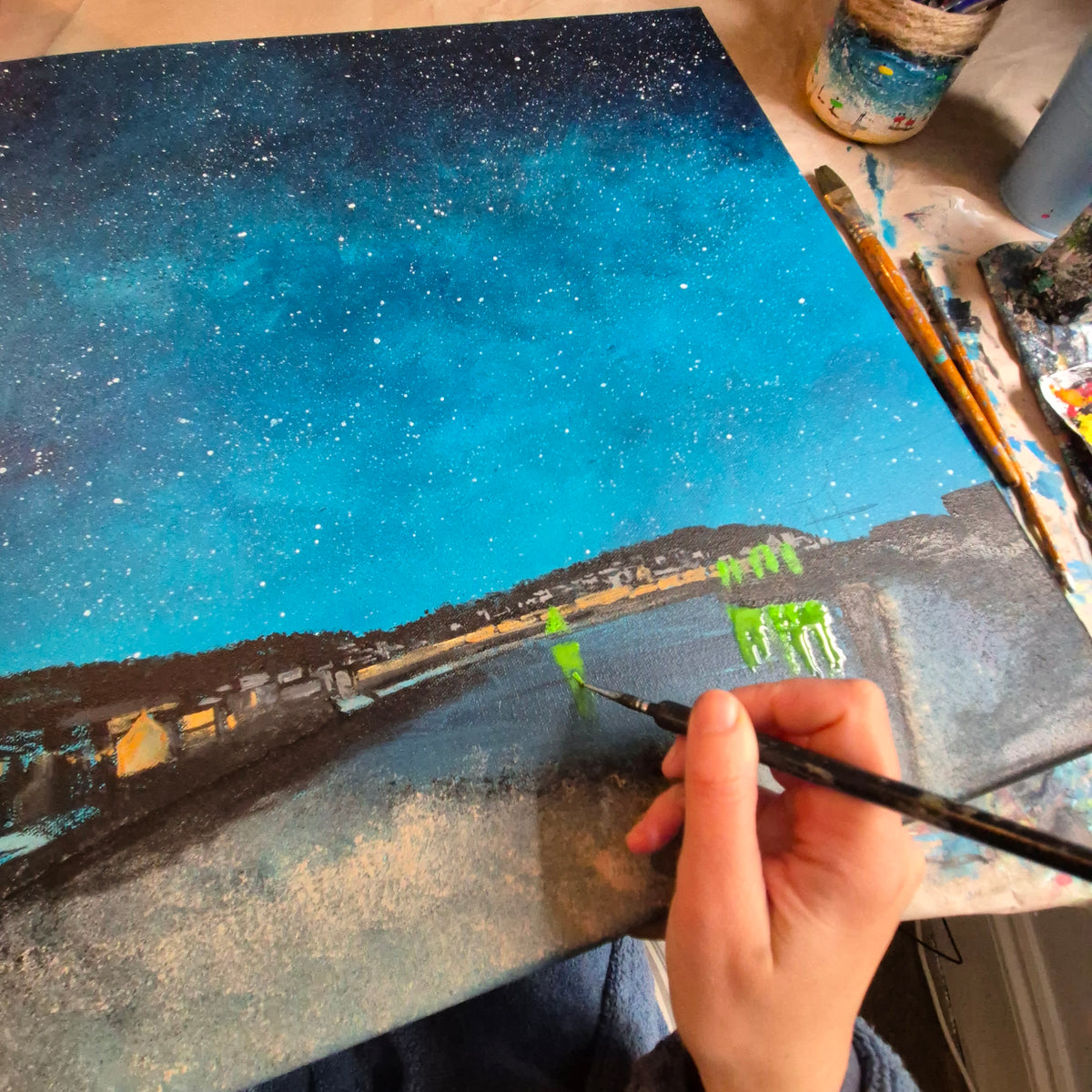 Mousehole Harbour Lights Original Art