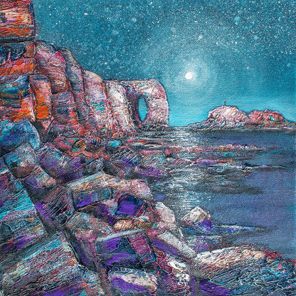 Moonlight Over Chapel Rock Perranporth Greeting Card