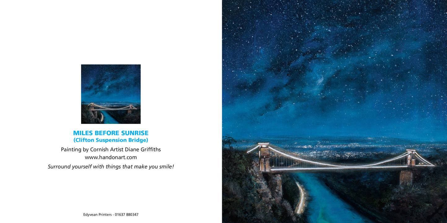 Miles Before Sunrise, Clifton Suspension Bridge Greeting Card