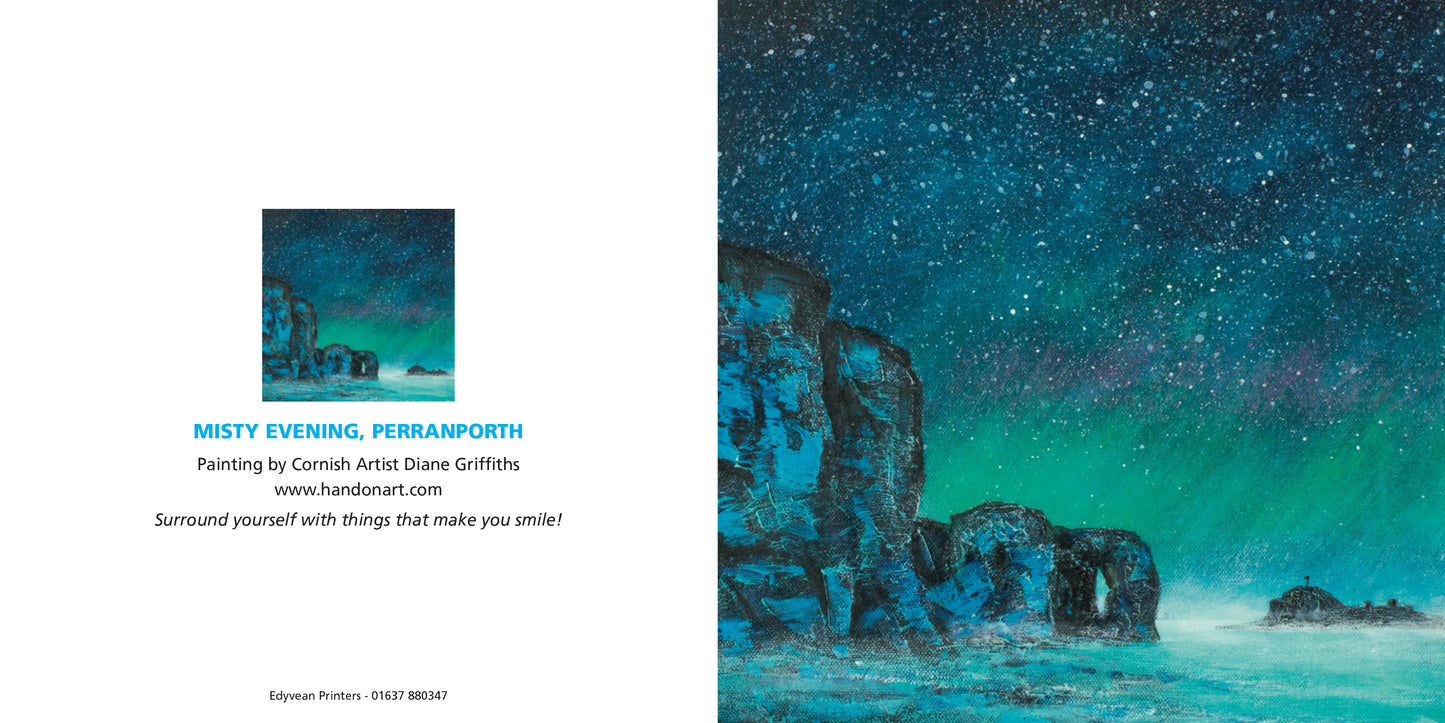 Misty Evening Perranporth Greeting Card