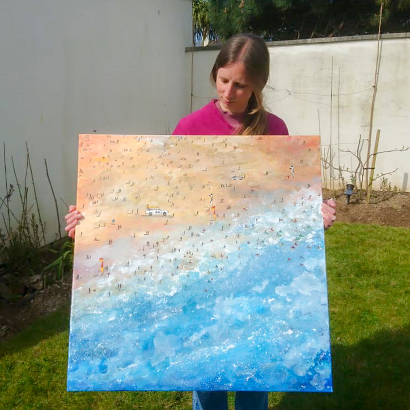 Busy Fistral Beach Original Art