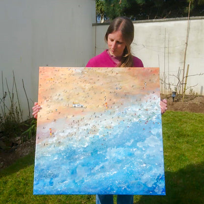 Busy Fistral Beach Original Art