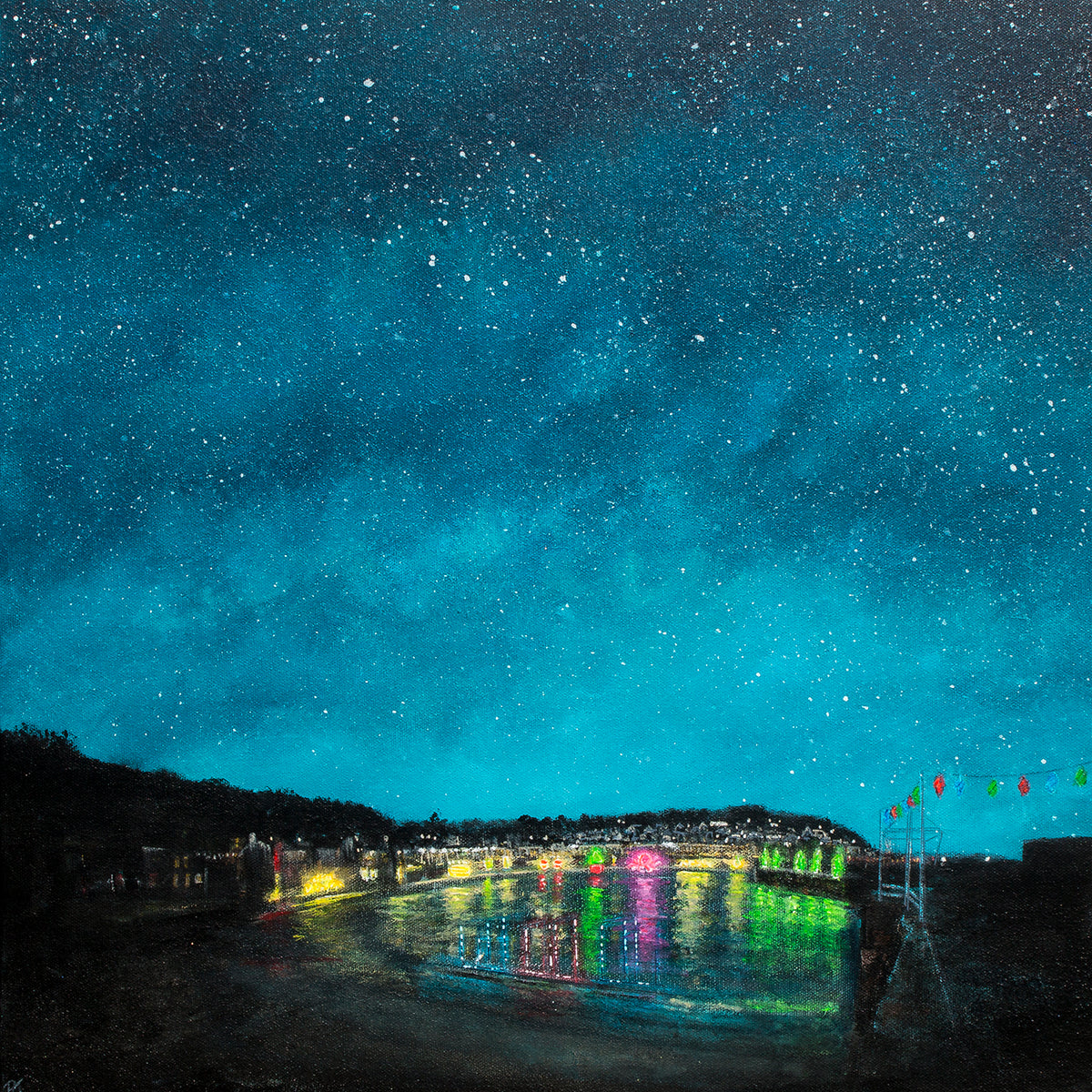 Mousehole Harbour Lights Original Art