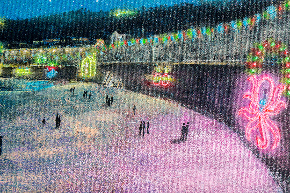 Mousehole Lights Pink Octopus Original Art