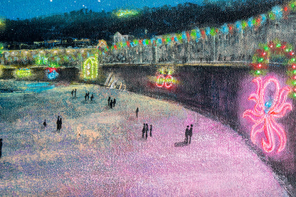 Mousehole Lights Pink Octopus Original Art
