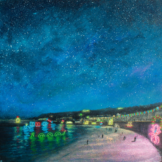 Mousehole Lights Pink Octopus Original Art
