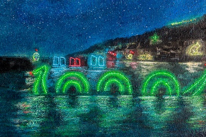 Mousehole Lights Xmas Trees and Nessie Original Art
