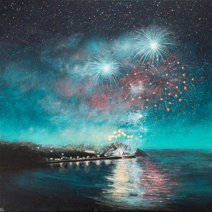 Newquay Harbour Fireworks Original Art