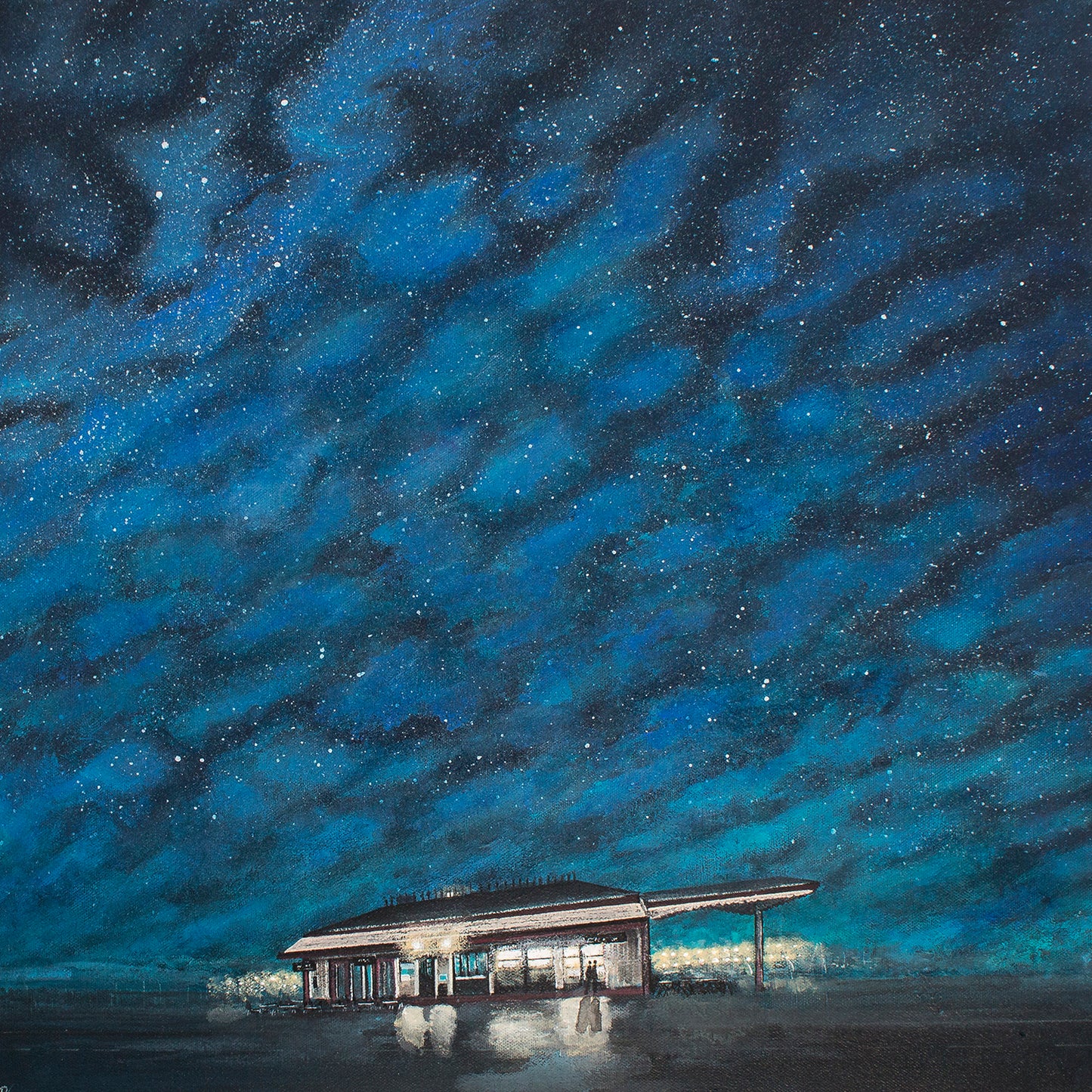 Embankment Bistro at Night Original Art