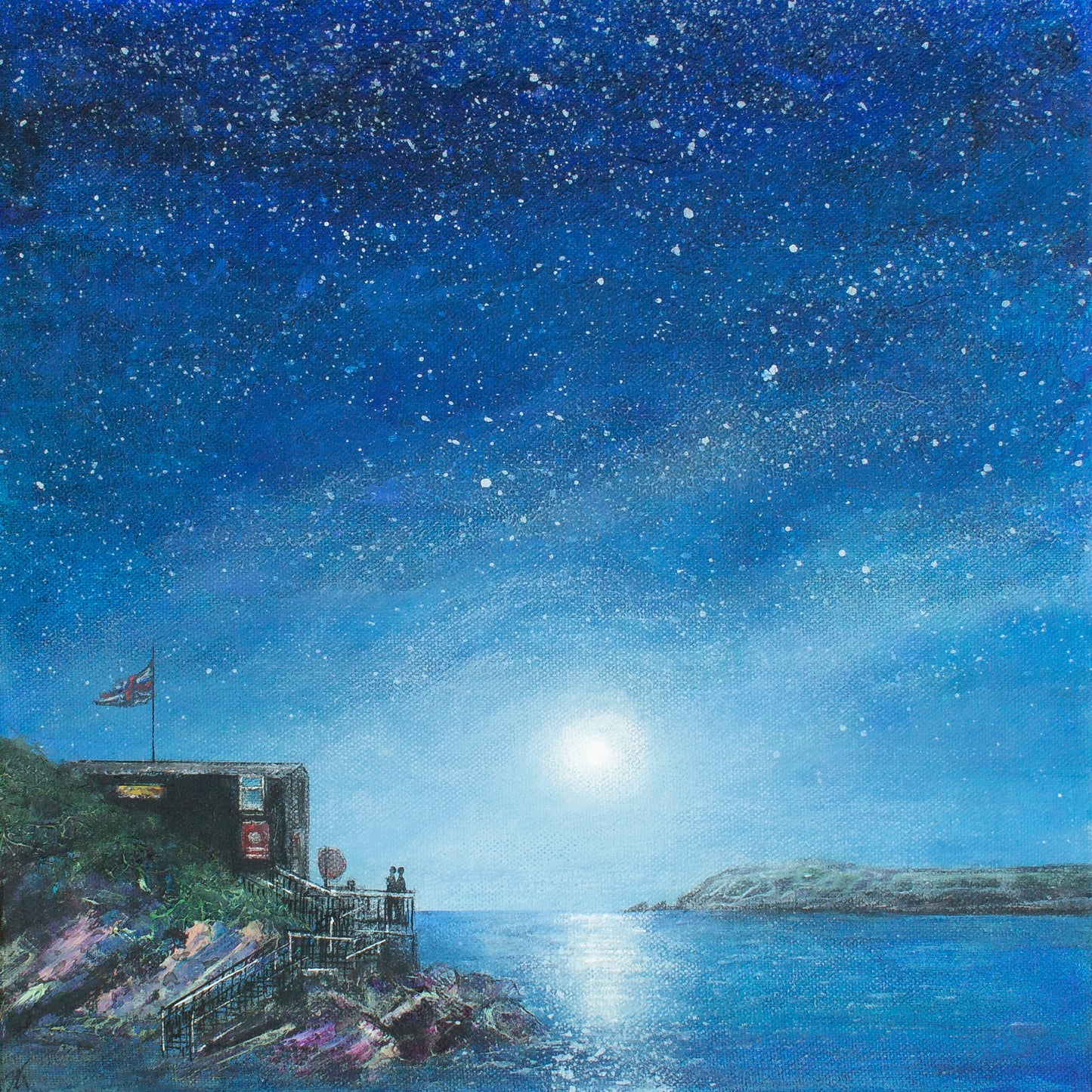 Tide by Moonlight, Porth Newquay Art Print
