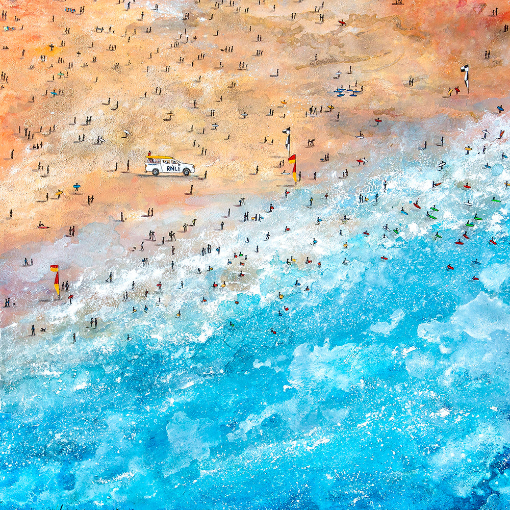 Busy Fistral Beach Original Art